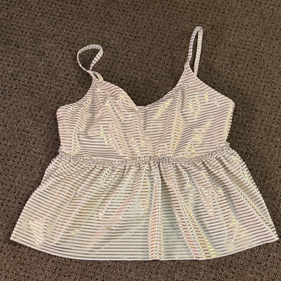 Chic White and Gold Striped Women's Two-Piece Swimsuit - Picture 4 of 6